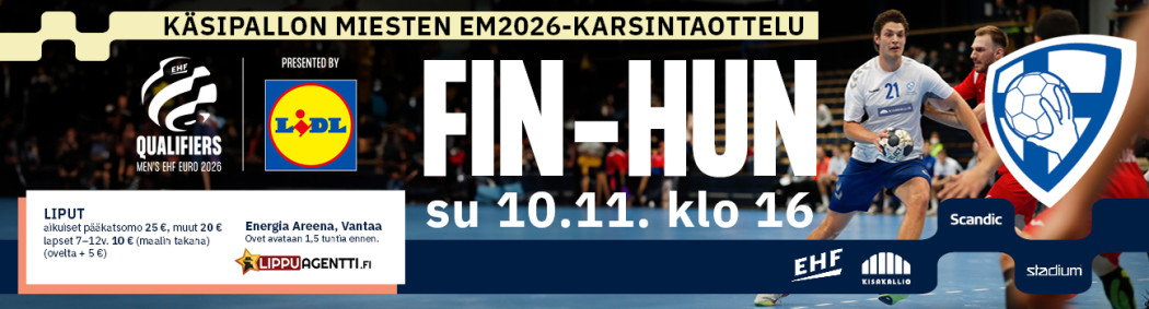 Miesten EM2026-karsintaottelu Suomi – Unkari